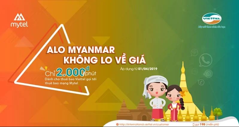 Cước gọi Quốc tế của Viettel đến Myanmar rẻ nhất Việt Nam